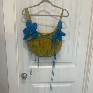 Stylish Blue and Green Crop Top